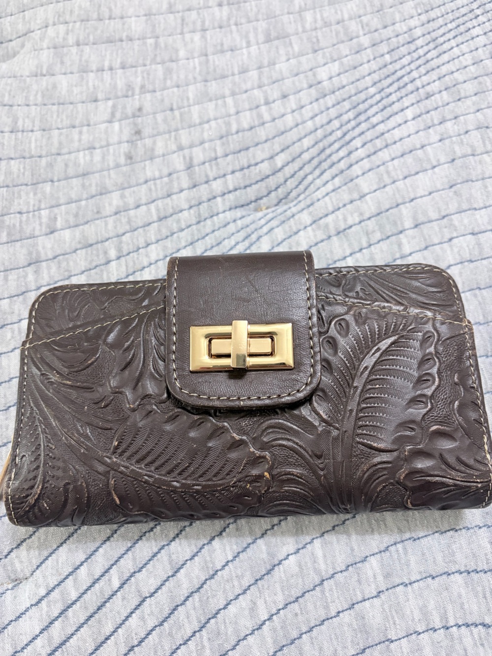 Classic Embossed Leather Wallet - Brown
